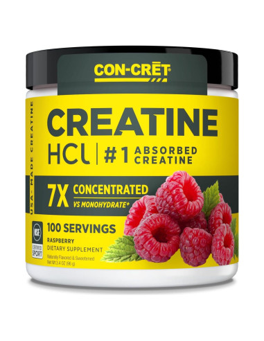 CON-CRET Creatina HCl en Polvo Frambuesa 100 Porciones