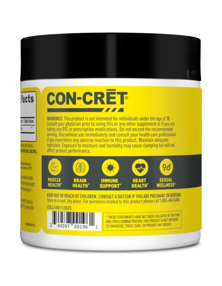 CON-CRET Creatina HCl en Polvo Frambuesa 100 Porciones