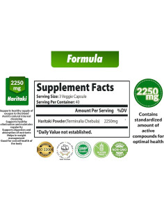 Cápsulas de Haritaki Orgánico Cona Nature 2250mg 120 Caps 2