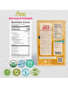 Polvo de Raíz de Maca Roja Orgánica Amazon Andes 198g 2