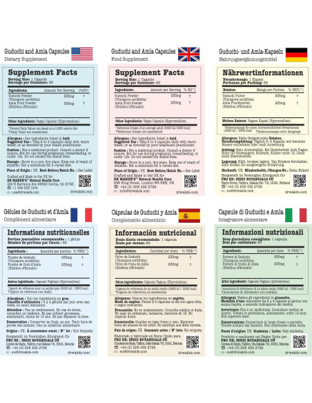 Cápsulas de Guduchi y Amla DR WAKDE 60 Veganas 500mg