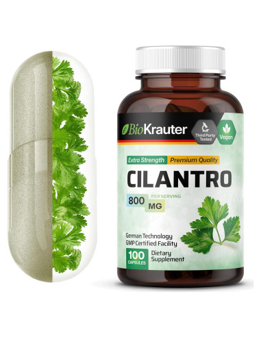 Cápsulas de Cilantro BioKrauter 800 mg - 100 pcs Veganas Detox