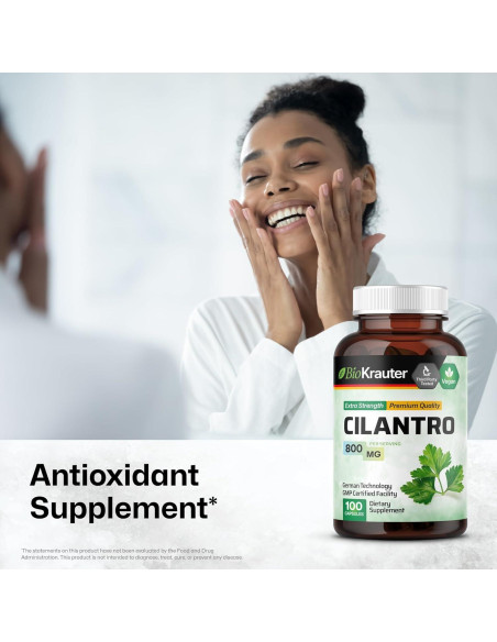 Cápsulas de Cilantro BioKrauter 800 mg - 100 pcs Veganas Detox