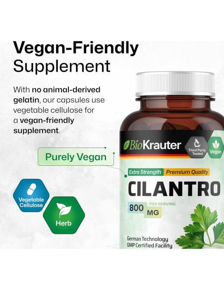 Cápsulas de Cilantro BioKrauter 800 mg - 100 pcs Veganas Detox
