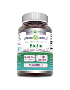 Suplemento de Biotina 10,000 Mcg Fórmulas Asombrosas 120 Gelatinas