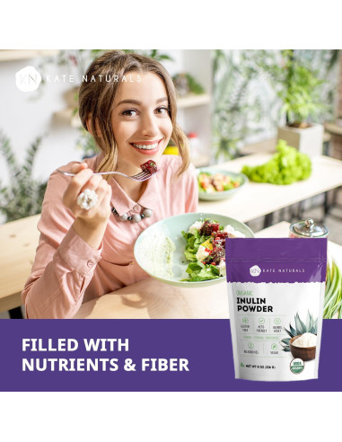 Polvo de Inulina Orgánica Kate Naturals 226.8g Fibra Prebiótica