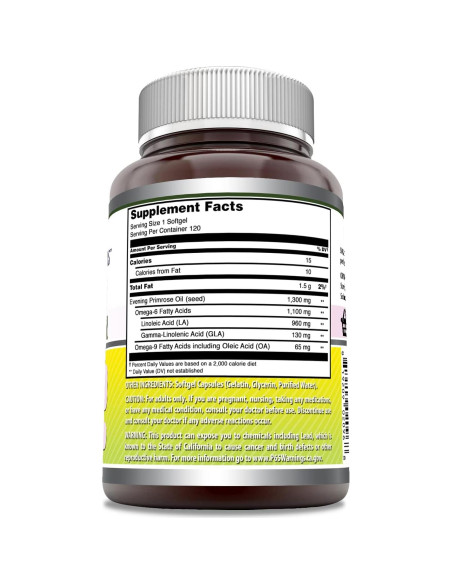 Suplemento de Aceite de Onagra Amazing Formulas 1300mg 120 Softgels
