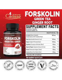 Suplemento de Forskolina Cadane con Té Verde y Jengibre - 90 Cápsulas 2