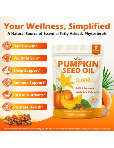 Aceite de Semilla de Calabaza 3000mg ORVAE Gelatinas Blandas