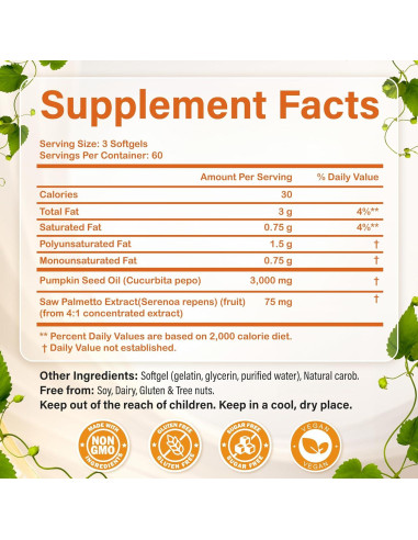 Aceite de Semilla de Calabaza 3000mg ORVAE Gelatinas Blandas