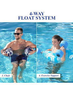 Hamaca de piscina Aqua LEISURE 4-en-1, 2 unidades, Azul 2