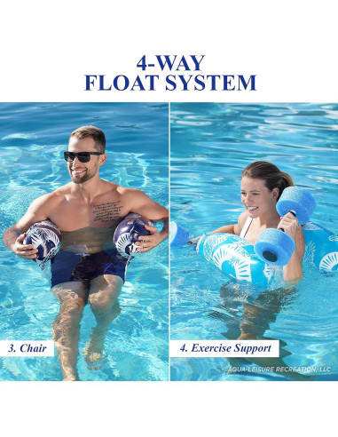 Hamaca de piscina Aqua LEISURE 4-en-1, 2 unidades, Azul