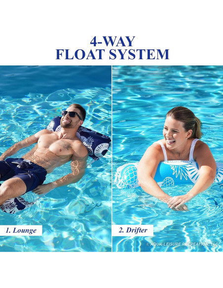 Hamaca de piscina Aqua LEISURE 4-en-1, 2 unidades, Azul