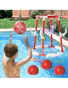 Juego de Aro de Baloncesto WATUDOU para Piscina 2 en 1 2