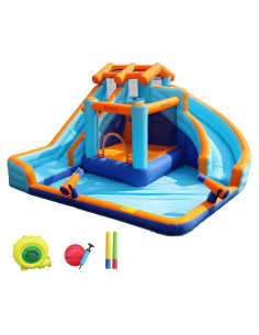 Castillo Inflable AirMyFun Doble Tobogán con Piscina 434x414 cm