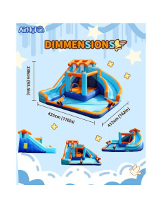 Castillo Inflable AirMyFun Doble Tobogán con Piscina 434x414 cm 2