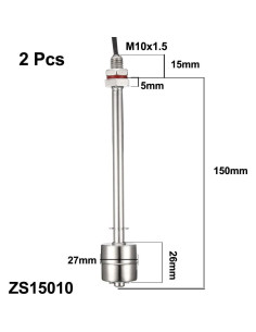 Interruptor de Flotador Acero Inoxidable uxcell 165mm 2Pcs 2