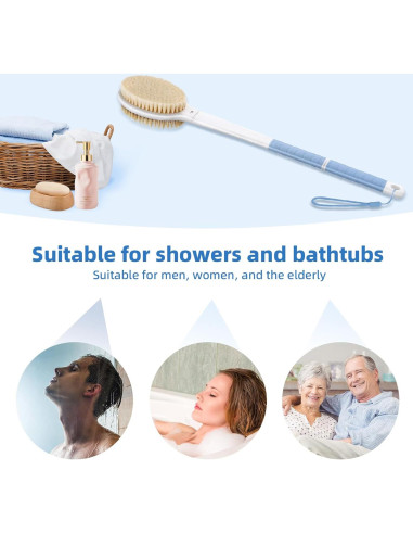 Cepillo de Baño con Mango Largo IRCPEN - Exfoliador Ducha 35cm