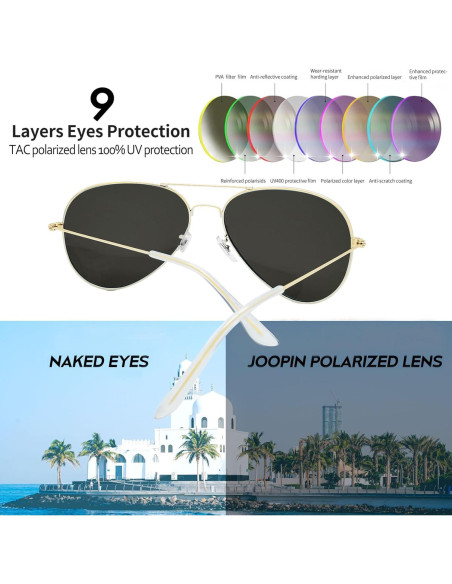Gafas de sol aviador Joopin polarizadas UV400 doradas