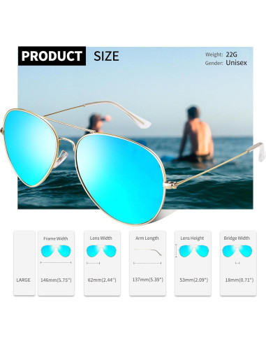 Gafas de sol aviador Joopin polarizadas UV400 doradas