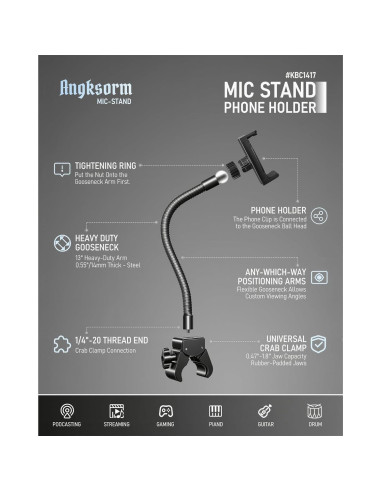 Soporte para Teléfono KBC1417 con Brazo Gooseneck Ajustable 22.86 cm