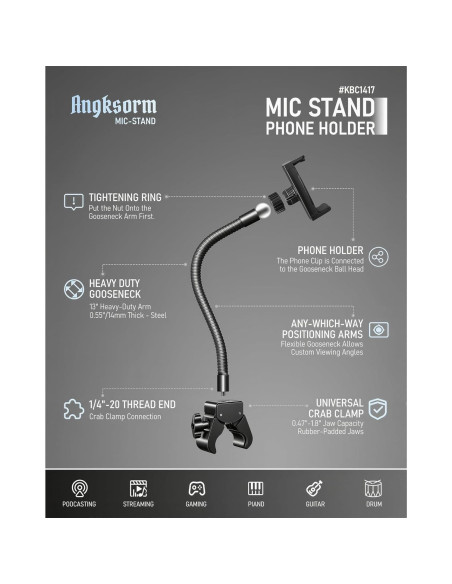 Soporte para Teléfono KBC1417 con Brazo Gooseneck Ajustable 22.86 cm