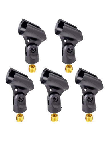 Soporte de Clip de Micrófono Universal Negro - Paquete de 5