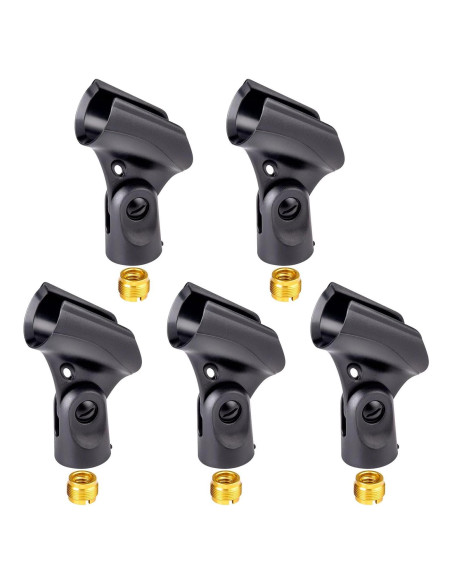 Soporte de Clip de Micrófono Universal Negro - Paquete de 5