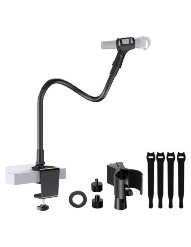 Soporte de Micrófono Cuello de Cisne 19" Aluminio Negro