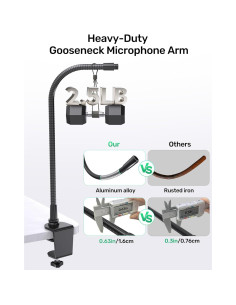Soporte de Micrófono Cuello de Cisne 19" Aluminio Negro 2