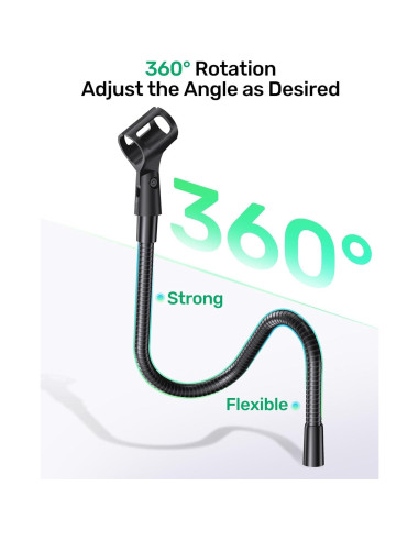 Soporte de Micrófono Cuello de Cisne 19" Aluminio Negro