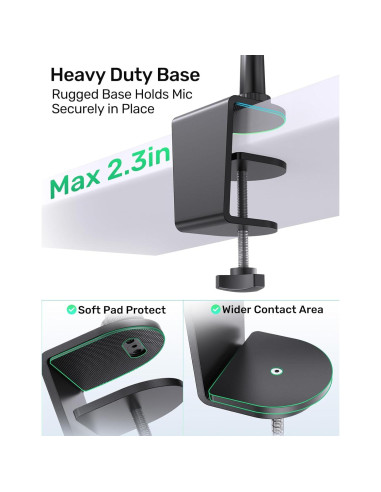 Soporte de Micrófono Cuello de Cisne 19" Aluminio Negro