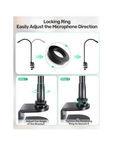 Soporte de Micrófono Cuello de Cisne 19" Aluminio Negro