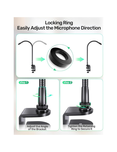 Soporte de Micrófono Cuello de Cisne 19" Aluminio Negro