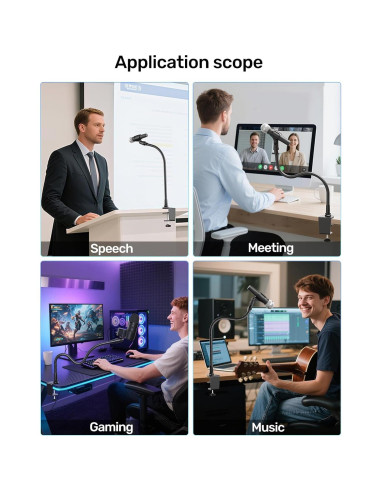 Soporte de Micrófono Cuello de Cisne 19" Aluminio Negro