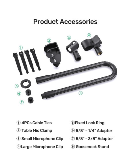 Soporte de Micrófono Cuello de Cisne 19" Aluminio Negro