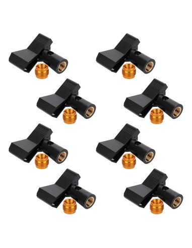 8 Clips para Micrófono Ajustables + Adaptadores 5/8" a 3/8"