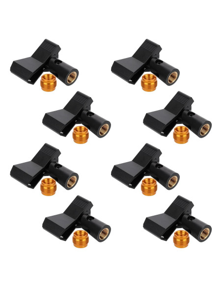 8 Clips para Micrófono Ajustables + Adaptadores 5/8" a 3/8"