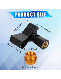 8 Clips para Micrófono Ajustables + Adaptadores 5/8" a 3/8" 2