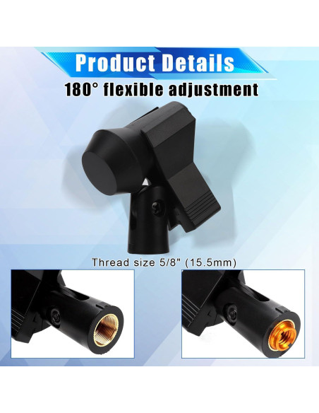 8 Clips para Micrófono Ajustables + Adaptadores 5/8" a 3/8"