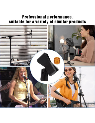 8 Clips para Micrófono Ajustables + Adaptadores 5/8" a 3/8"