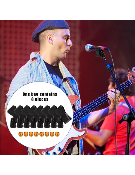 8 Clips para Micrófono Ajustables + Adaptadores 5/8" a 3/8"