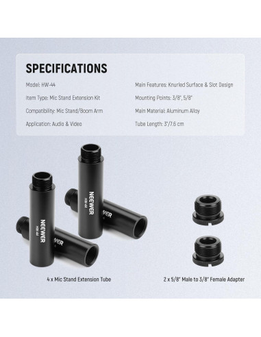 Kit de Extensión para Soporte de Micrófono NEEWER 6 Piezas