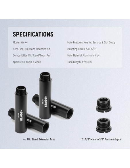 Kit de Extensión para Soporte de Micrófono NEEWER 6 Piezas