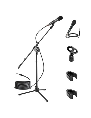 Micrófono Dinámico PYLE PMKSM20 y Soporte Trípode Ajustable