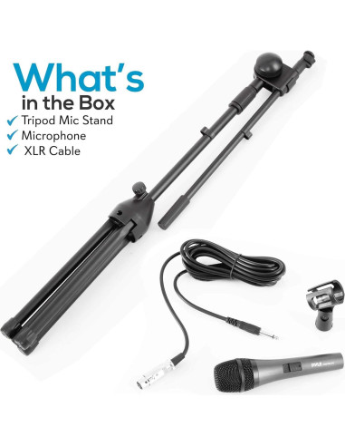 Micrófono Dinámico PYLE PMKSM20 y Soporte Trípode Ajustable