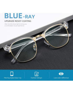 Gafas Anti Luz Azul AOMASTE Unisex Marco Dorado 2