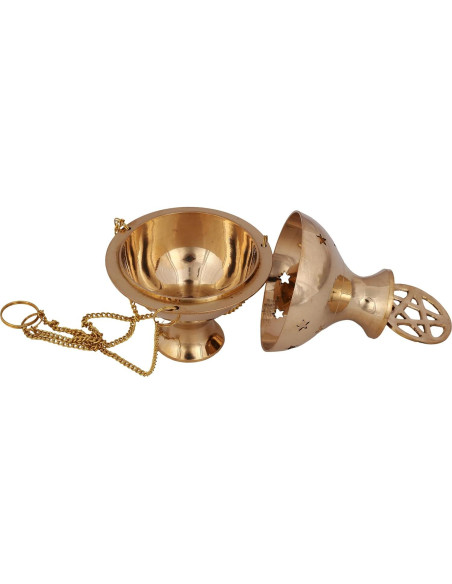 Horno de Incienso de Latón Indian Consigners con Cadena - 12.7 cm