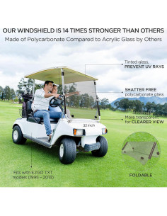 Parabrisas EZGO TXT 1995-2013 Plegable UV Resistente a Impactos 2