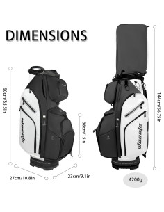 Bolsa de carrito de golf Wosofe 9002 PU 10 bolsillos 14 divisores 2